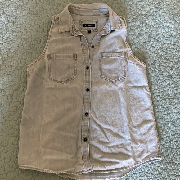 Express Denim Sleeveless Button Down - Picture 1 of 3